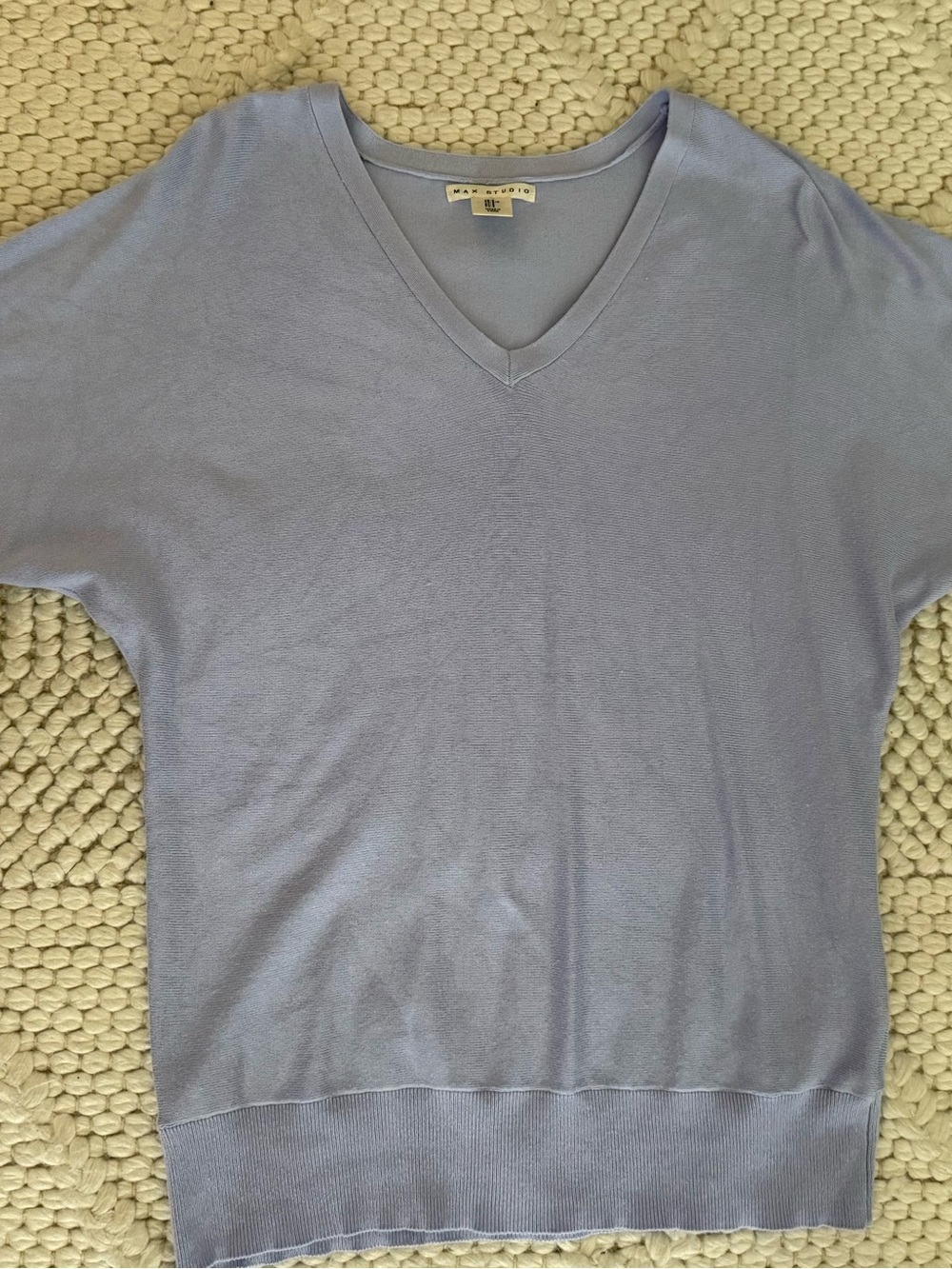 Max Studio Light Blue V-Neck Sweater
